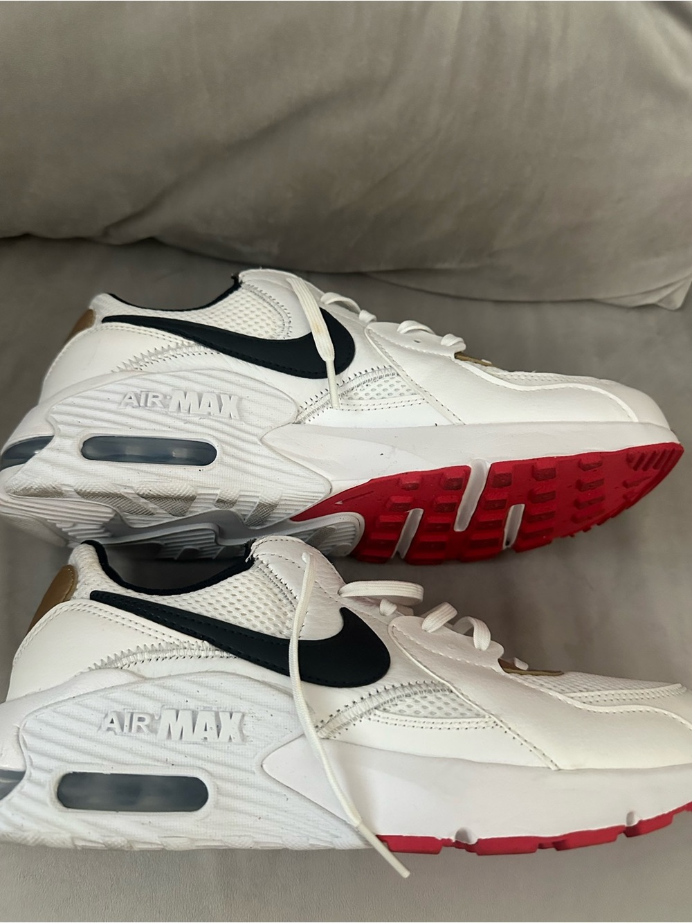 Nike White Black Gold Red Air Max Sneakers